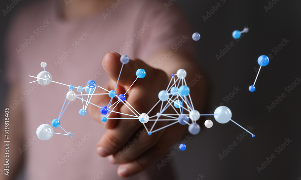 Poster abstract image of a network connection, global data, futuristic technology, digital concept.