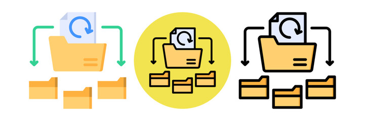 File Backup Icon Flat & Flat Line Style Collection Set
