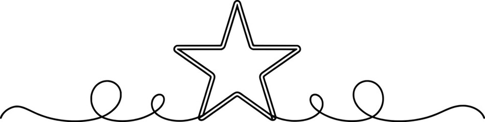 Black outline star with decorative swirls white