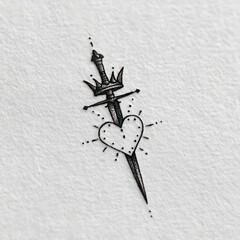 Sword tattoo heart design