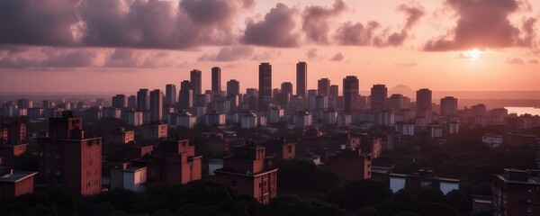 Modiin City skyline, subject on right with ample left copy space, backlit with rose gold tones, clear positioning, photo style.