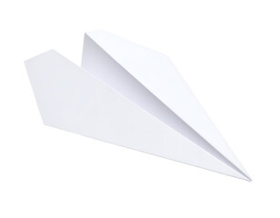 Naklejka premium A sleek white paper airplane soaring through the air, symbolizing creativity and the spirit of adventure.