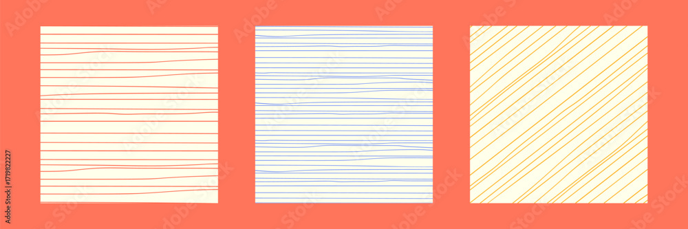 Poster three square backgrounds display light-colored surfaces with distinct striped patterns. each design 