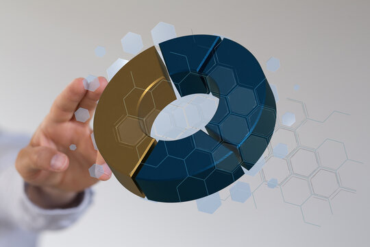 Modern business analytics concept. 3D pie chart, data visualization, technology. - Powered by Adobe