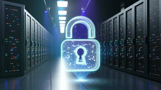 Digital Fortress Safeguarding Data in the Modern Age. Illustrative rendering of secure data centers, symbolizing cyber security and protection against digital threats, embracing advanced encryption