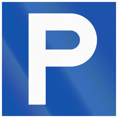 Historic road sign in Finland - Parking (1937-1974)