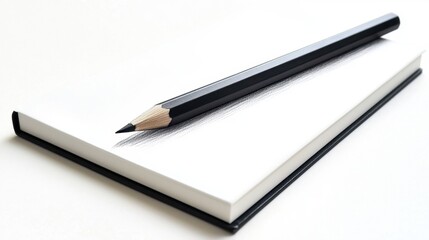Sketchbook and pencil placed on a clean surface ready for artistic expression and creativity