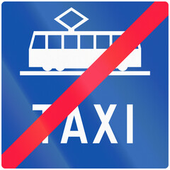 Historic road sign in Finland - Tram and taxi lane ends (1994-2020)