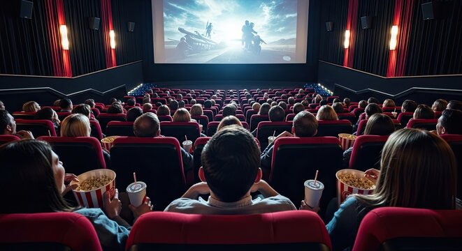 People watching a movie in a theater.