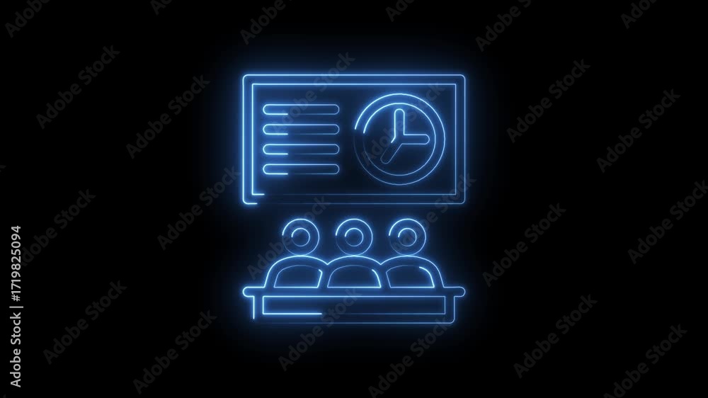 Poster glowing outline of presentation with time management for audience with futuristic digital effect