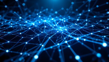 Fototapeta premium Stunning blue network visualization conveying modern technology and connectivity, perfect for illustrating AI, data science, and digital transformation concepts