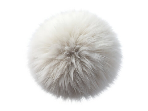 White Fluffy Spherical Object with Soft Fur Isolated ball round isolated on a transparent background