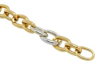 Obraz premium Gold and silver metallic chain links isolated on a transparent background image