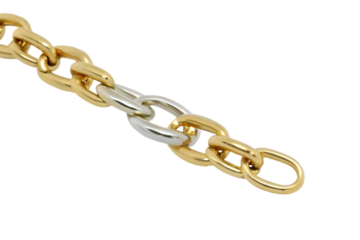 Gold and silver metallic chain links isolated on a transparent background image