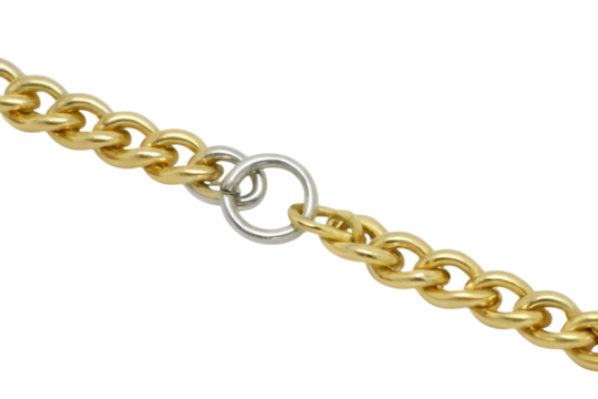 Gold and silver metallic chain links on transparent background isolated on a transparent background - Powered by Adobe