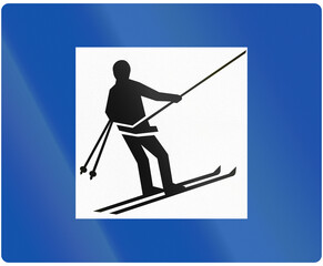 Historic road sign in Finland - Ski lift (1982-2007)
