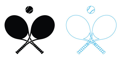 Ping pong table tennis paddle with ball flat vector icon for sports apps and websites,Ping pong paddles ready for a friendly competition game,
