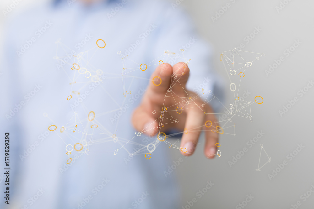 Aufkleber abstract image of hand interacting with a digital network. ideal for technology, connection, and inn