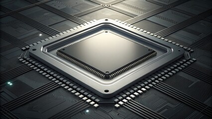 Obraz premium High-Tech Processor on Circuit Board with Missing Components