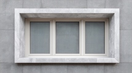 Modern Minimalist Window Frame with Grille Design on Gray Textured Wall for Architectural and Interior Visual Inspirations