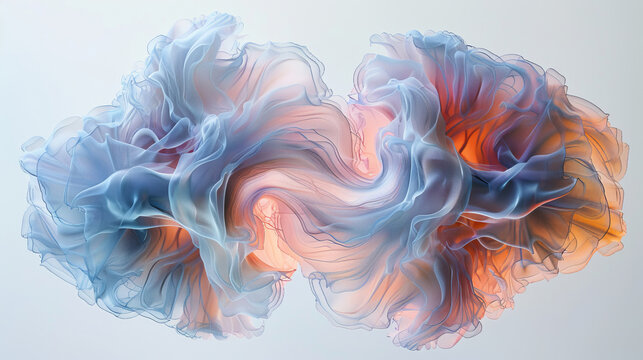 A surreal fluid piece of abstract art with beautiful blue and orange swirls in motion