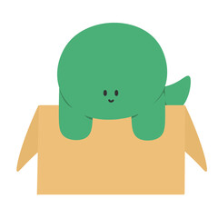 funny green monster. Dinosaur, funny cartoon dinosaur.