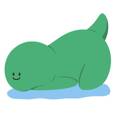 funny green monster. Dinosaur, funny cartoon dinosaur.