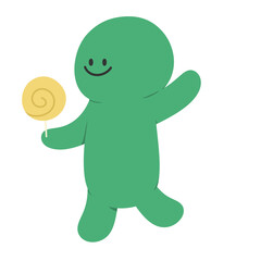 funny green monster. Dinosaur, funny cartoon dinosaur.