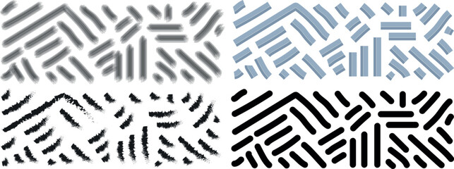 Dynamic Vector Abstract Art Pack of Black Ink Varaites Brush Strokes, Bold Grunge Lines, and Paint Smear Marks for Modern Design Backgrounds