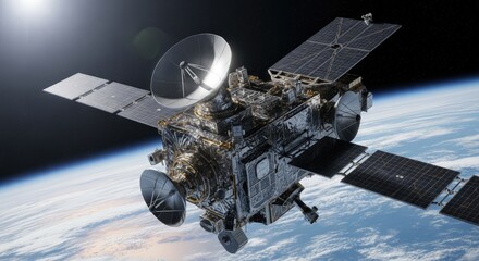 A satellite in orbit above Earth's atmosphere.