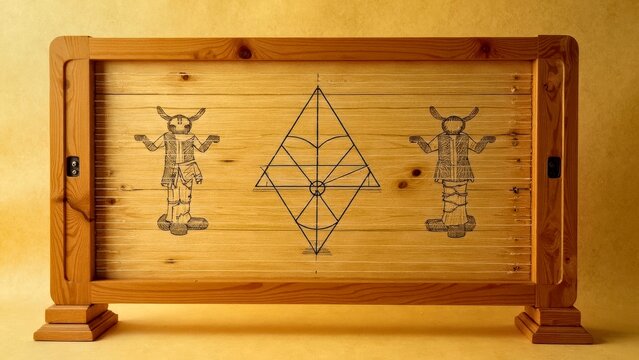 Display of wooden geometric objects