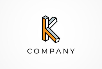 Initial Letter TK Logo, Unique Letter TK in 3d style logo design, vector illustration