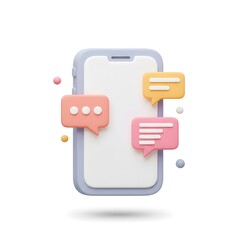 Digital Dialogue 3D Smartphone Chat Bubble Illustration for Modern Communication