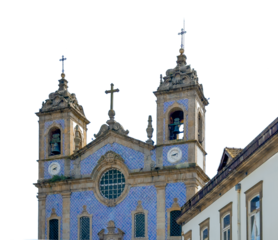 Historic Church of Saint Ildefonso in Porto, Portugal, with ornate baroque architecture and twin