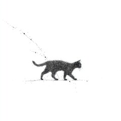 Black cat walking illustration