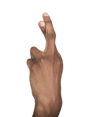 Finger crossed gesture, symbol of luck and fortune, hand raised in lucky sign and communication pose