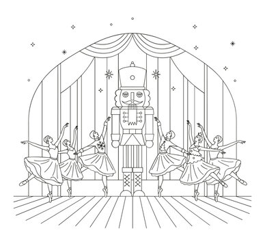 The Nutcracker ballet against theater stage