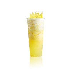Isolated pineapple beverage topped with creamy milk foam