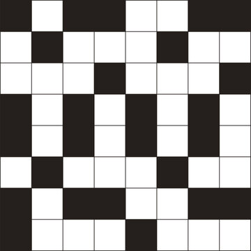 Abstract Black and White Grid Pattern with Intersecting Squares.