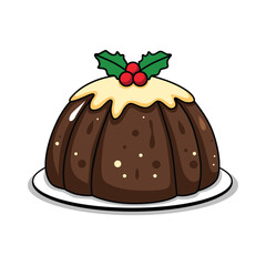 Cute Christmas Pudding Cartoon Vector illustration