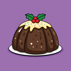 Cute Christmas Pudding Cartoon Vector for Holiday Decoration