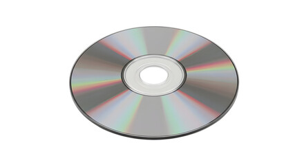 Silver compact disc for storing data isolated PNG with Transparent Background
