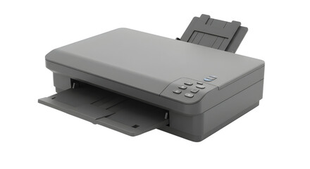 Gray office printer isolated PNG with Transparent Background