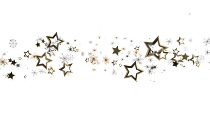 Elegant design with gold stars and snowflakes. Perfect for holidays, celebrations, and winter themes.