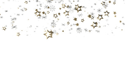 Elegant winter design with gold stars and snowflakes. Perfect for holidays, celebrations, and winter themes.