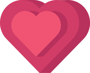 Layered Pink Heart Icon with Shadow and Modern Design.