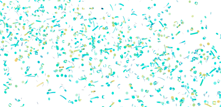 Festive confetti background featuring teal and gold elements perfect for celebratory designs and projects.