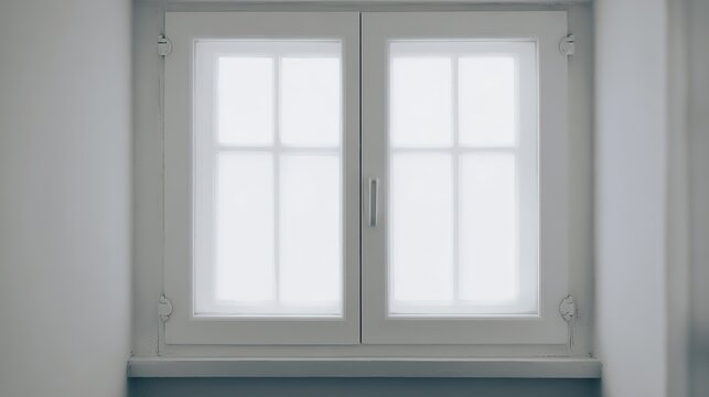 translucent. Minimalist white window frame with translucent panels filtering soft daylight. real-estate listings, architecture portfolios, designed for interior renovation comparisons for interiors.