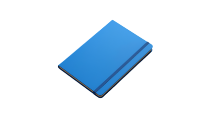 Blue notebook isolated on white background for stationery school office writing and study design illustration