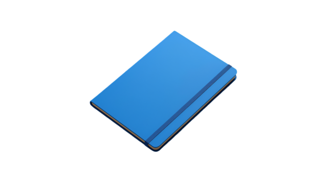 Blue notebook isolated on white background for stationery school office writing and study design illustration